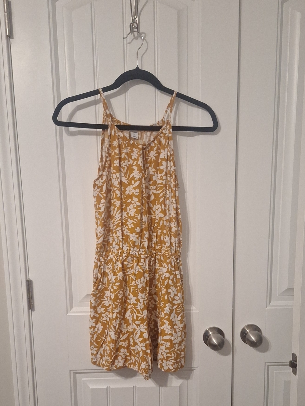 Old Navy Mustard Yellow Floral Spaghetti-Strap Romper